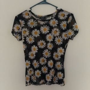 Mesh crop top with flowers